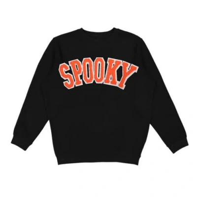 Sweet Wink Kids'  Spooky Orange Patch Halloween Sweatshirt In Black