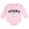 Sweet Wink Spooky Patch Halloween Long Sleeve Romper In Pink