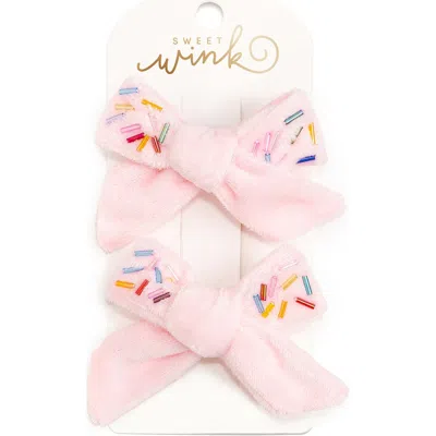 Sweet Wink Babies'  Sprinkle Bow Clip Set In Pink