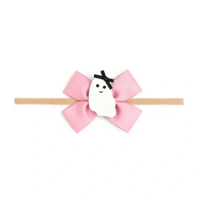 Sweet Wink Sweet Ghost Halloween Grosgrain Bow Baby Headband In Pink