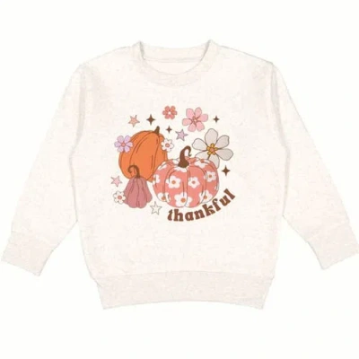 Sweet Wink Kids'  Thankful Pumpkin Daisy Thanksgiving Sweatshirt In Neutral