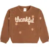 Sweet Wink Thankful Thanksgiving Knit Sweater In Brown