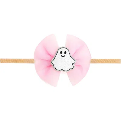 Sweet Wink Tulle Ghost Bow Halloween Baby Headband In Pink