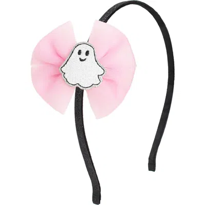 Sweet Wink Babies'  Tulle Ghost Bow Halloween Headband In Pink
