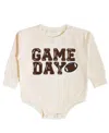 Sweet Wink Unisex Game Day Patch Long Sleeve Romper In Brown