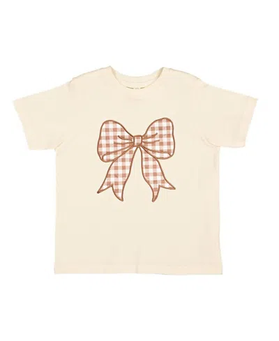 Sweet Wink Kids' Unisex Gingham Bow Patch Short Sleeve T-shirt In Neutral