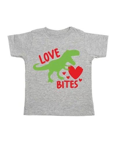 Sweet Wink Kids' Unisex Love Bites Valentine's Day Short Sleeve T-shirt In Gray