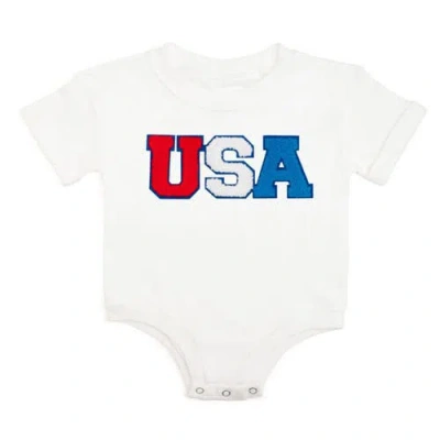Sweet Wink Kids'  Usa Patch Short Sleeve Romper In White