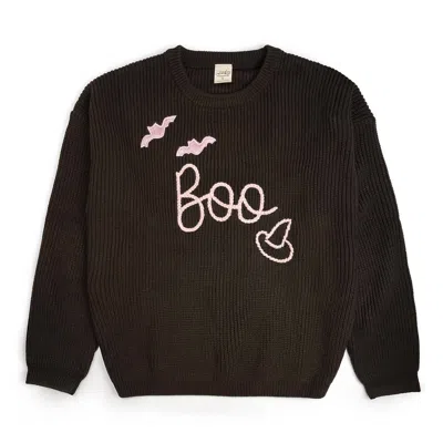 Sweet Wink Women's Boo Bat Knit Sweater In Charcoal In Blue
