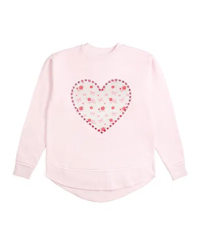 Sweet Wink Women's Dainty Rose Pearl Heart Patch Sweatshirt In Brown