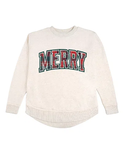 Sweet Wink Women's Merry Tartan Patch Christmas Sweatshirt In Neutral