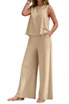 Sweetkama Alamosa Wide Leg Pant In Pearl In Nude