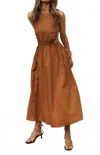 Sweetkama Elastic Strape Back Sleeveless Midi Dress In Brown In Brown