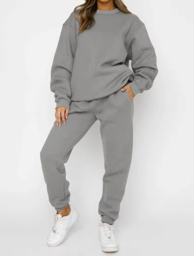 Sweetkama Living My Cozy Life Sweatsuit Sets In Grey In Gray
