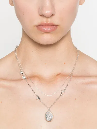 Sweetlimejuice Noca Double-chain Pendant Necklace In Silver