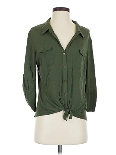 Pre-owned S'well 3/4 Sleeve Button Down Shirt In Green