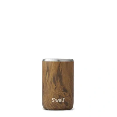S'well Stainless Steel Triple-layered Vacuum-insulated 12 Oz. Can Chiller In Teakwood