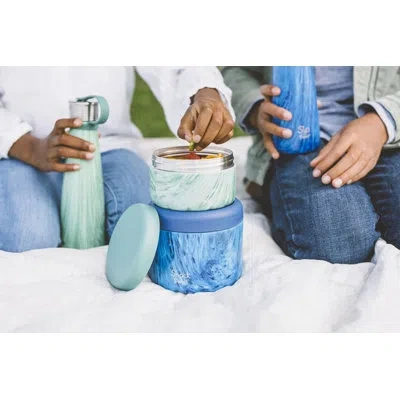 S'well Stainless Steel Triple-layered Vacuum-insulated 24 Oz. Snack Container In Azure Forest