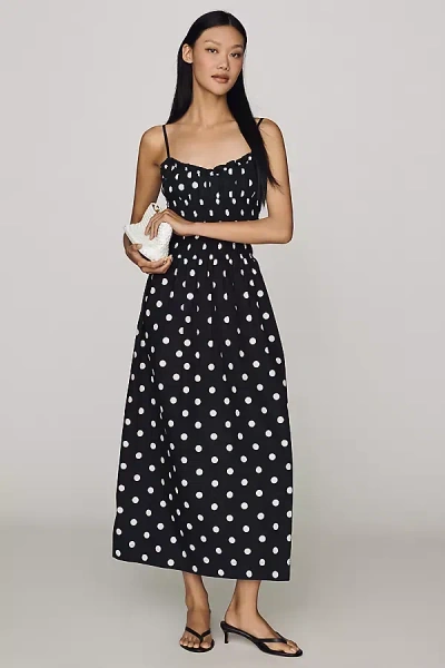 S/w/f 100% Cotton Smocked Bustier Maxi Dress In Black