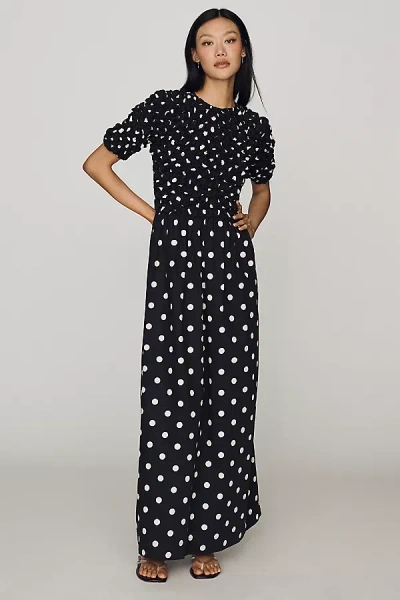 S/w/f 100% Cotton Textured Maxi Dress In Black