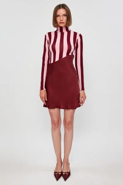 S/w/f Boutique Asymmetric Panel Dress In Brown