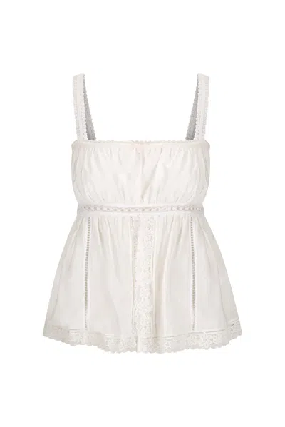 S/w/f Boutique Babydoll Lace Top In White