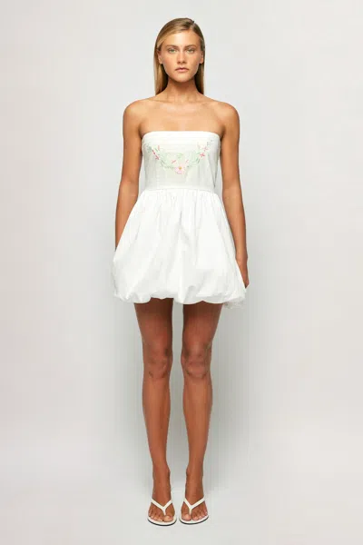 S/w/f Boutique Balloon Hem Embroidered Mini In White
