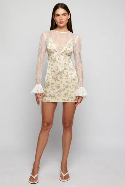 S/w/f Boutique Bell Sleeve Lace Mini In Multi