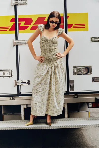 S/w/f Boutique Cap Sleeve Mottled Maxi In Multi