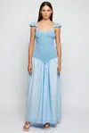 S/w/f Boutique Cap Sleeve Mottled Maxi In Blue