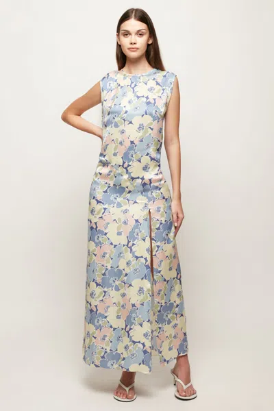 S/w/f Boutique Cap Sleeve Satin Midi In Blue