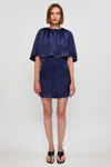 S/w/f Boutique Cape Mini Dress In Blue