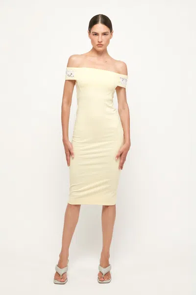 S/w/f Boutique Cold Shoulder Fitted Midi In Yellow
