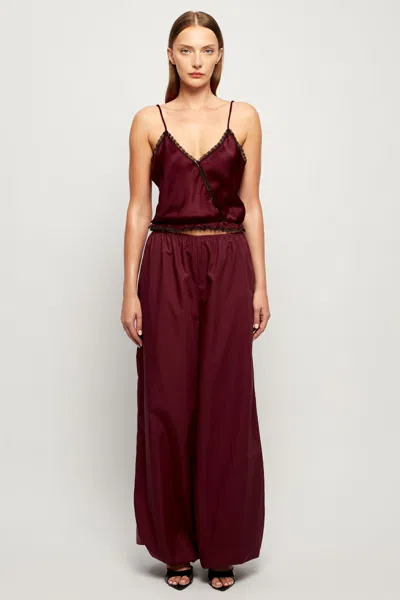 S/w/f Boutique Cotton Balloon Pant In Deep Merlot