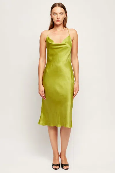 S/w/f Boutique Cowl Neck Slip Midi Dress In Acid Moss