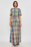 S/w/f Boutique Curved Waist Midi Dress In Multi