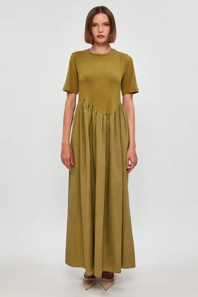 S/w/f Boutique Curved Waist Midi Dress | Olive