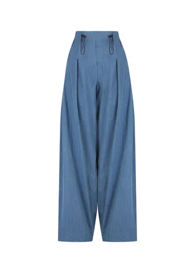 S/w/f Boutique Draped Wide-leg Pant In Blue