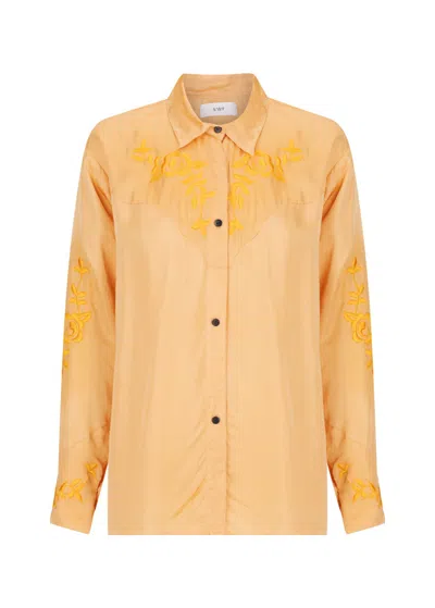 S/w/f Boutique Embroidered Long Sleeve Shirt In Orange