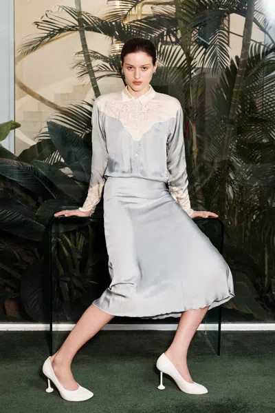 S/w/f Boutique Embroidered Western Midi In Silver