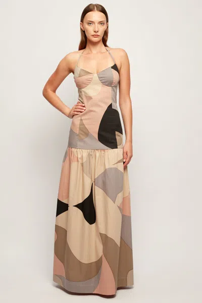 S/w/f Boutique Fine Halter Maxi In Blurred Bloom