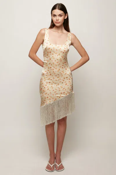 S/w/f Boutique Fringe Hem Dress In Yellow