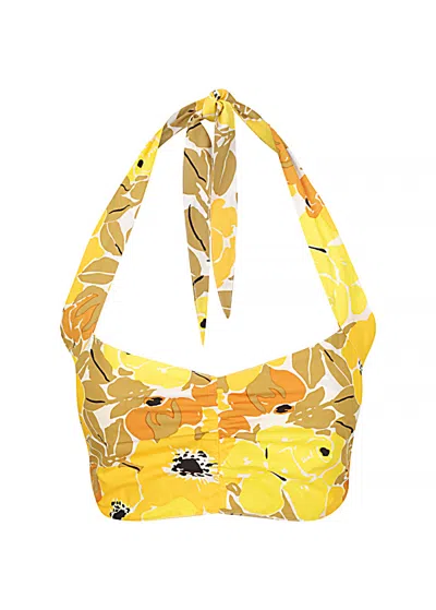 S/w/f Boutique Halter Neck Crop In Yellow