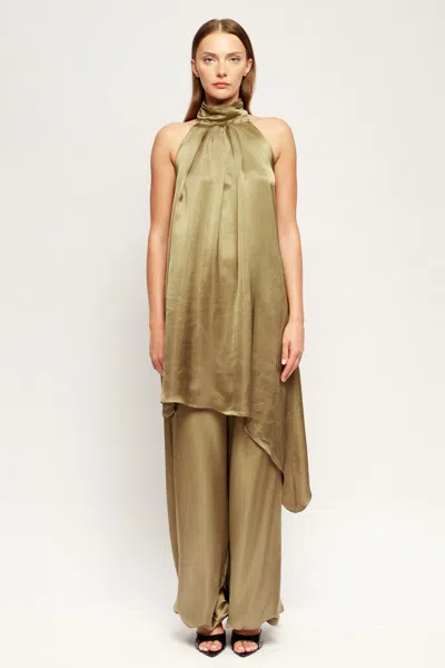 S/w/f Boutique High Neck Asymmetric Top In Olive