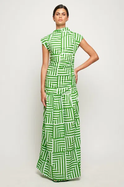 S/w/f Boutique High Neck Cap Sleeve Maxi In Green