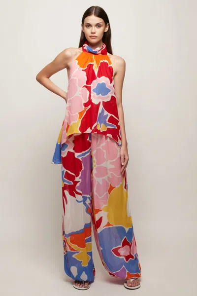 S/w/f Boutique High Neck Flare Top In Pink