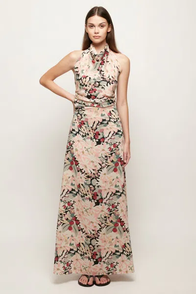 S/w/f Boutique High Neck Halter Maxi In Neutral