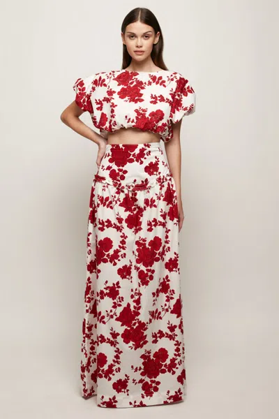 S/w/f Boutique High Waisted Gathered Maxi In Multi