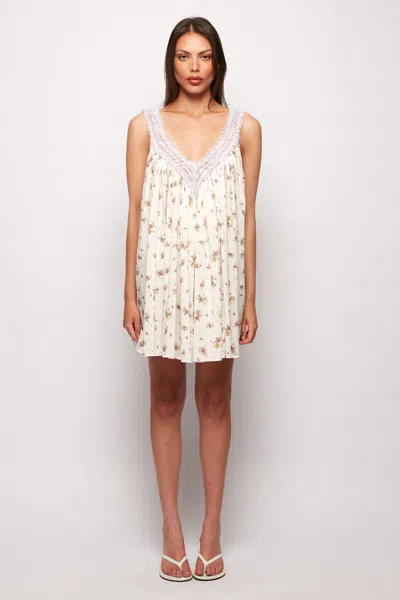 S/w/f Boutique Lace Detail Babydoll Mini In Neutral