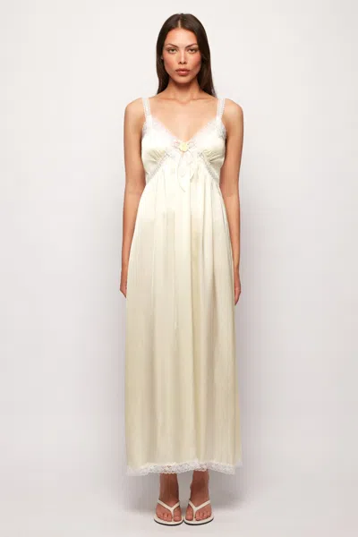S/w/f Boutique Lace Detail Empire Midi In Yellow